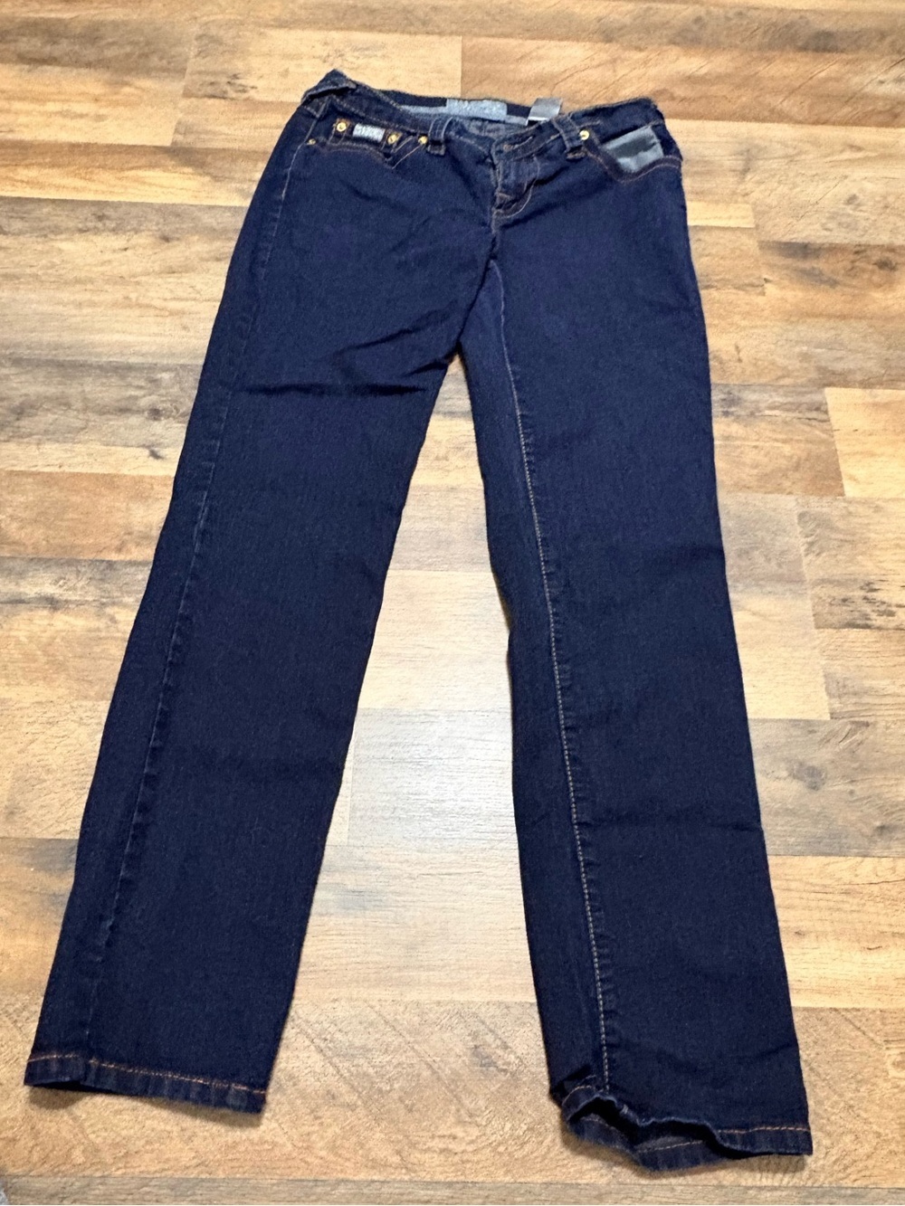 Baby Phat Dark Wash Straight Leg Jeans ✨ Embroidered Logo Pocket 🔥 Y2K Vibes